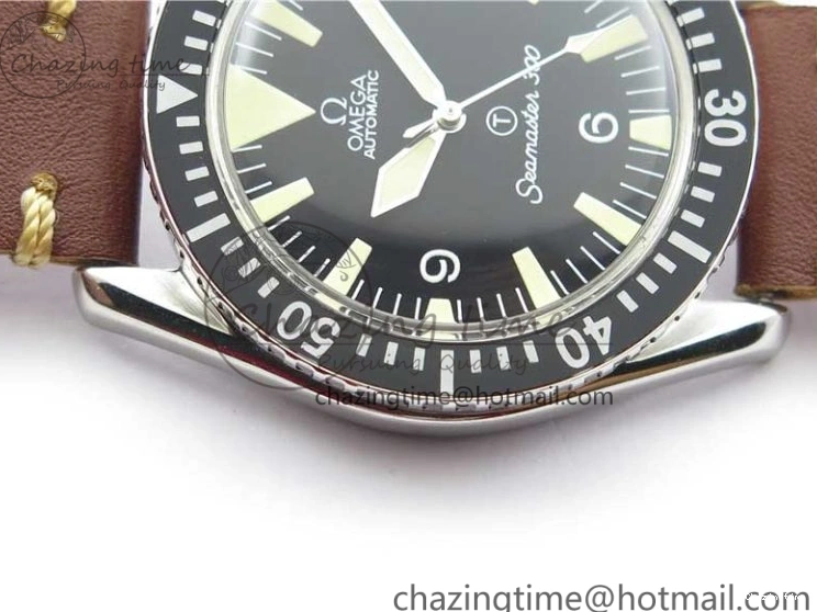 0214 Practical Vintage Seamaster 300 No Date T SS B12 Black Dial On Brown Leather Strap A2836 (Free Nylon Strap) 7910